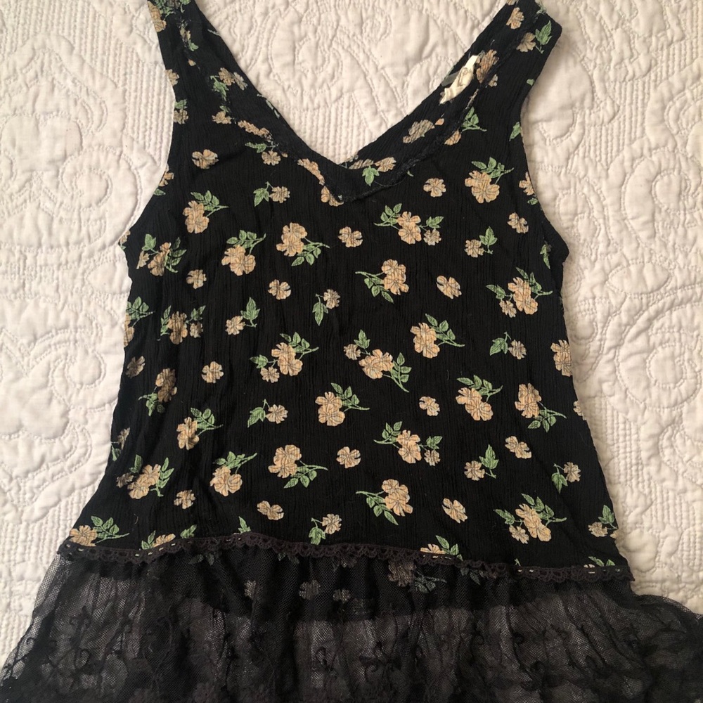 Flowy Floral Black Lace Tank Top Date Night